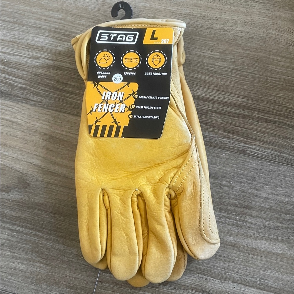 Stag Iron Fencer - Double Palmed Cowhide Gloves - Large - Style 207 - NWT